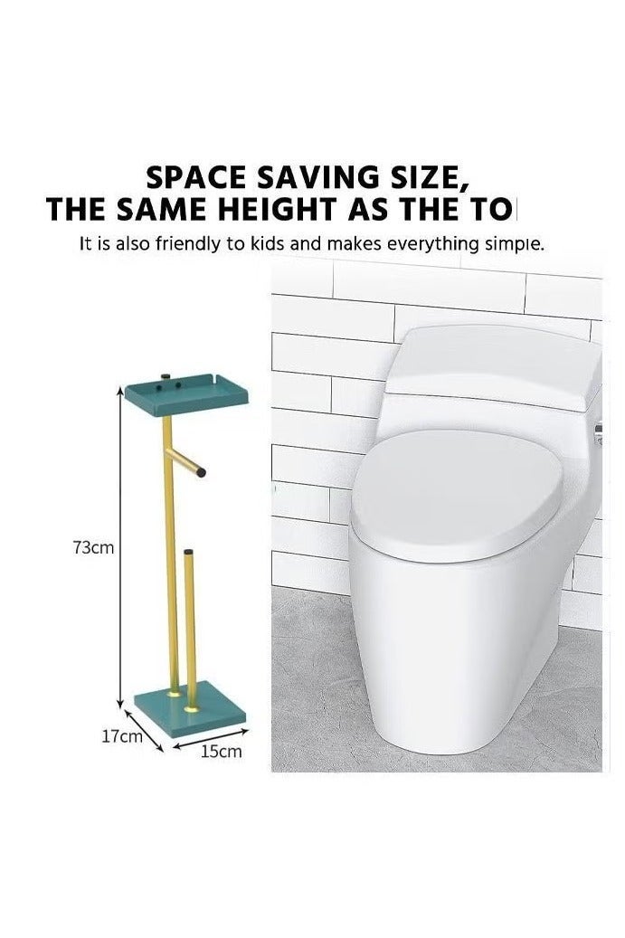 هيكوموني حامل ورق التواليت الأسود حامل تخزين ورق التواليت القائم بذاته مع رف أرضية الحمام حامل لفافة ورق التواليت حامل مناديل ورق التواليت - Image 3